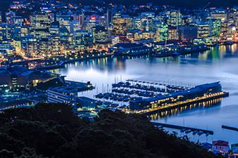 Wellington waterfront at night