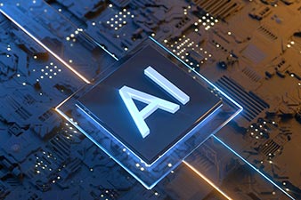 AI microchip on a circuit board