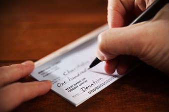 Writing a donation cheque