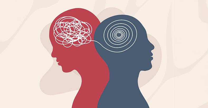 Cartoon - two people with very different ways of thinking